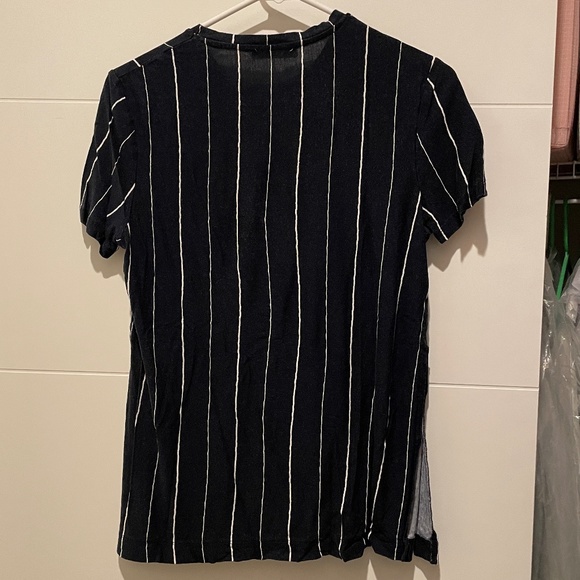 ZARA Side Slit Breezy Summer Striped Strips Short Sleeve Top Shirt T tee SMALL S - Picture 1 of 5